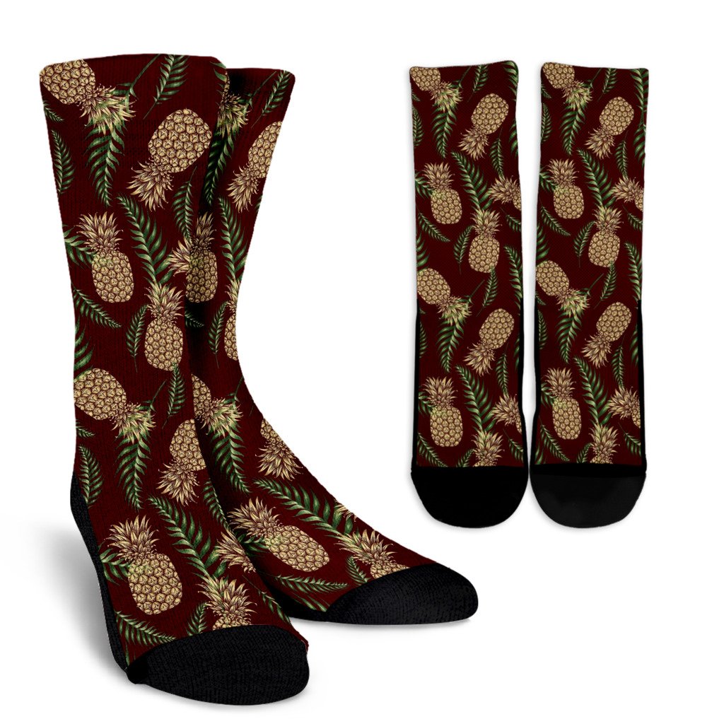 Pineapple Pattern Print Design PP013 Crew Socks-JORJUNE.COM
