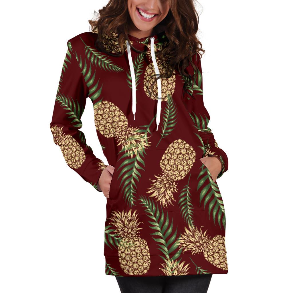 Pineapple Pattern Print Design PP013 Women Hoodie Dress