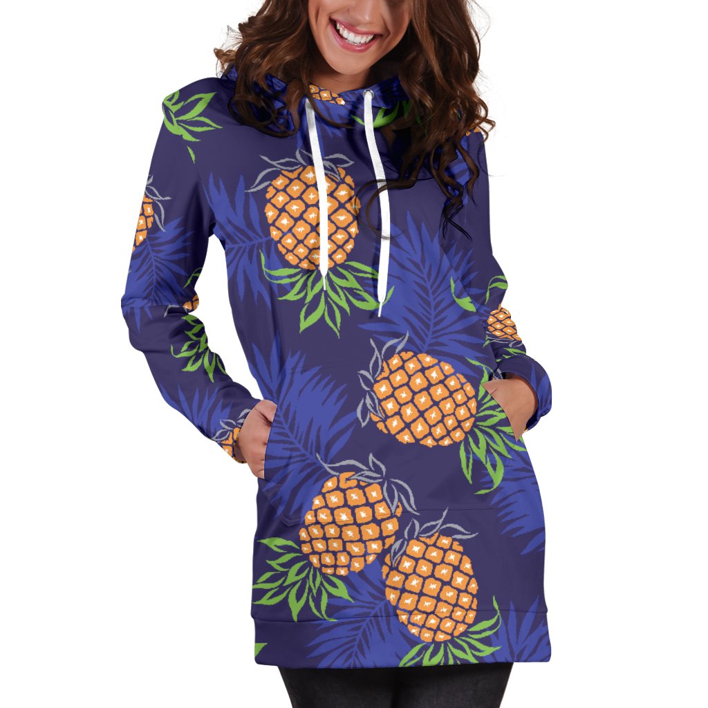 Pineapple Pattern Print Design PP02 Women Hoodie Dress