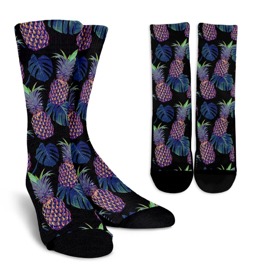 Pineapple Pattern Print Design PP04 Crew Socks-JORJUNE.COM