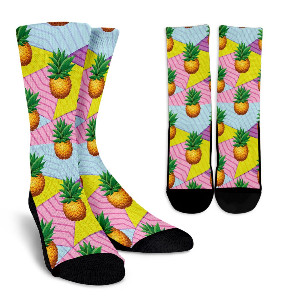 Pineapple Pattern Print Design PP05 Crew Socks-JORJUNE.COM