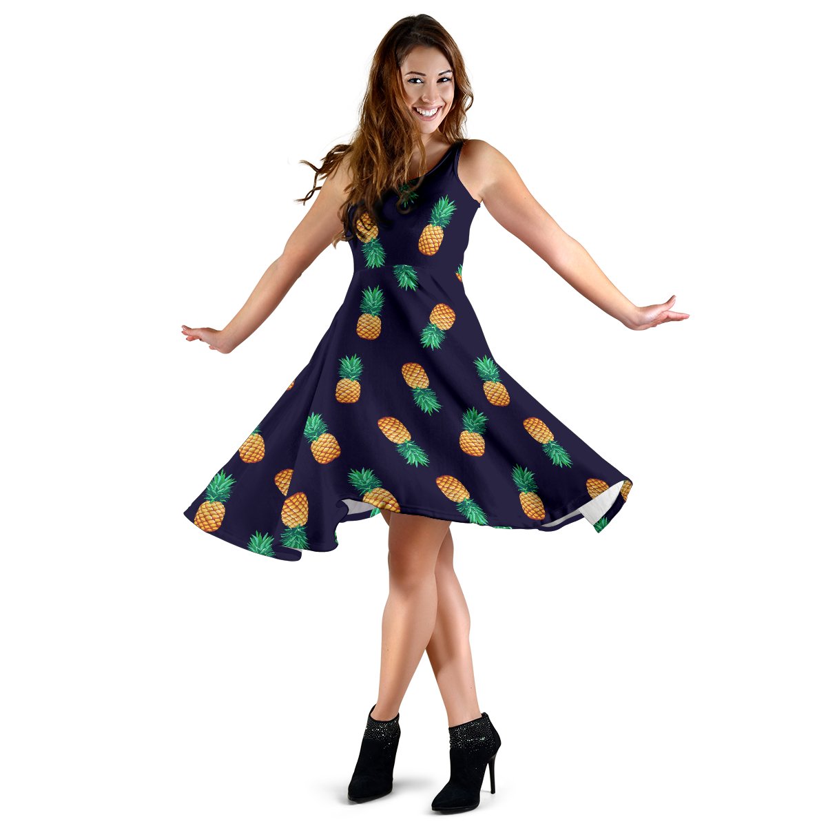 Pineapple Pattern Sleeveless Mini Dress