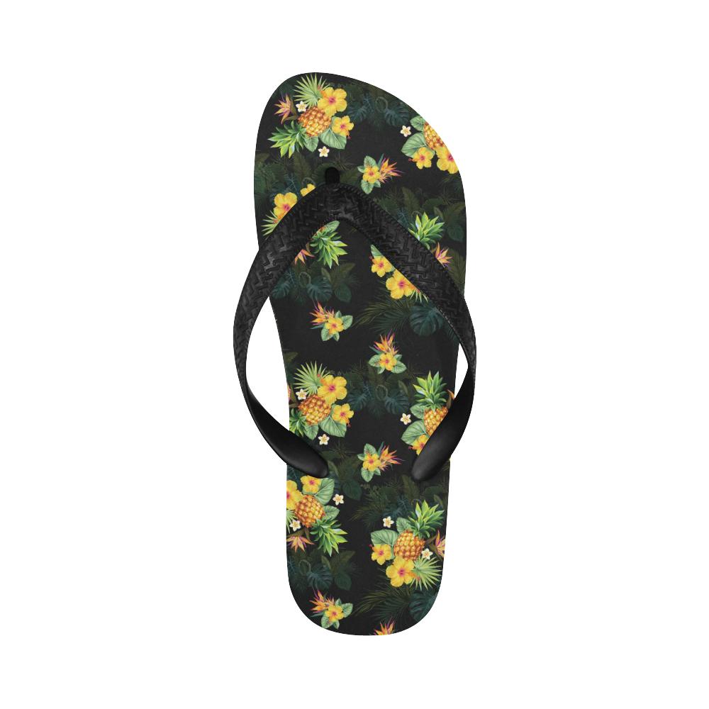 Pineapple Tropical Flower Print Pattern Flip Flops-JorJune
