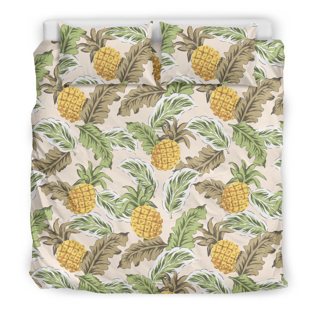 Pineapple Vintage Tropical leaves Duvet Cover Bedding Set
