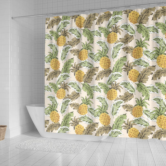 Pineapple Vintage Tropical leaves Shower Curtain