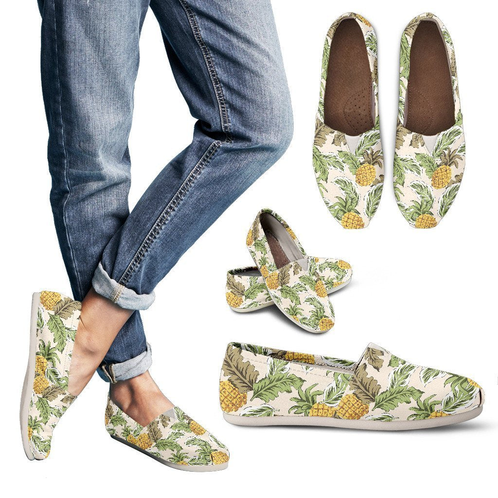Pineapple Vintage Tropical Leaves Women Casual Shoes-JorJune.com