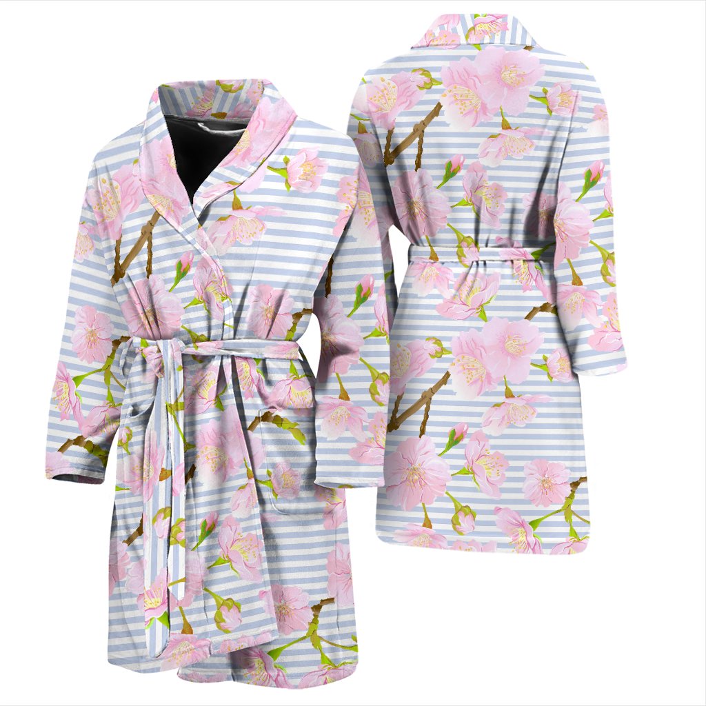 Pink Cherry Blossom Sakura Men Bath Robe