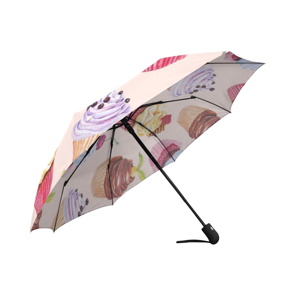 Pink Cupcake Pattern Automatic Foldable Umbrella