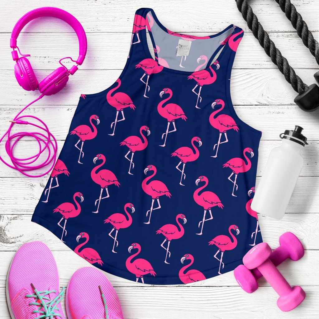 Pink Flamingo Pattern Women Racerback Tank Top