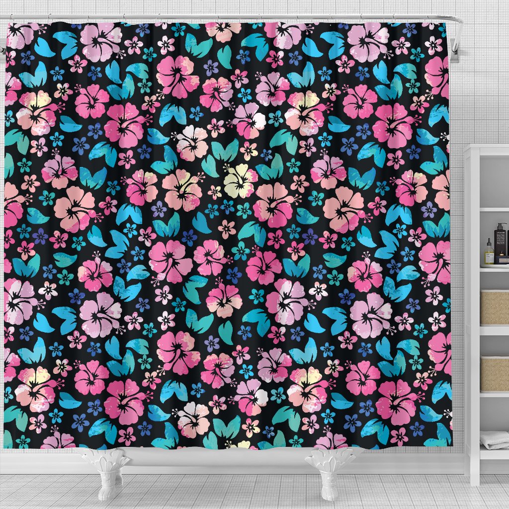Pink Hibiscus Hawaiian Flower Shower Curtain