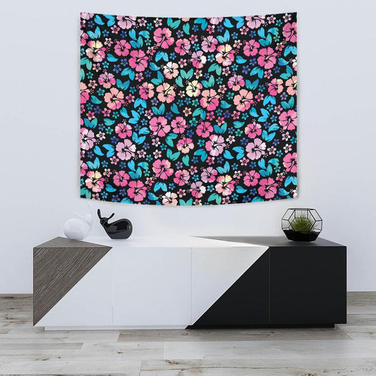 Pink Hibiscus Hawaiian Flower Tapestry