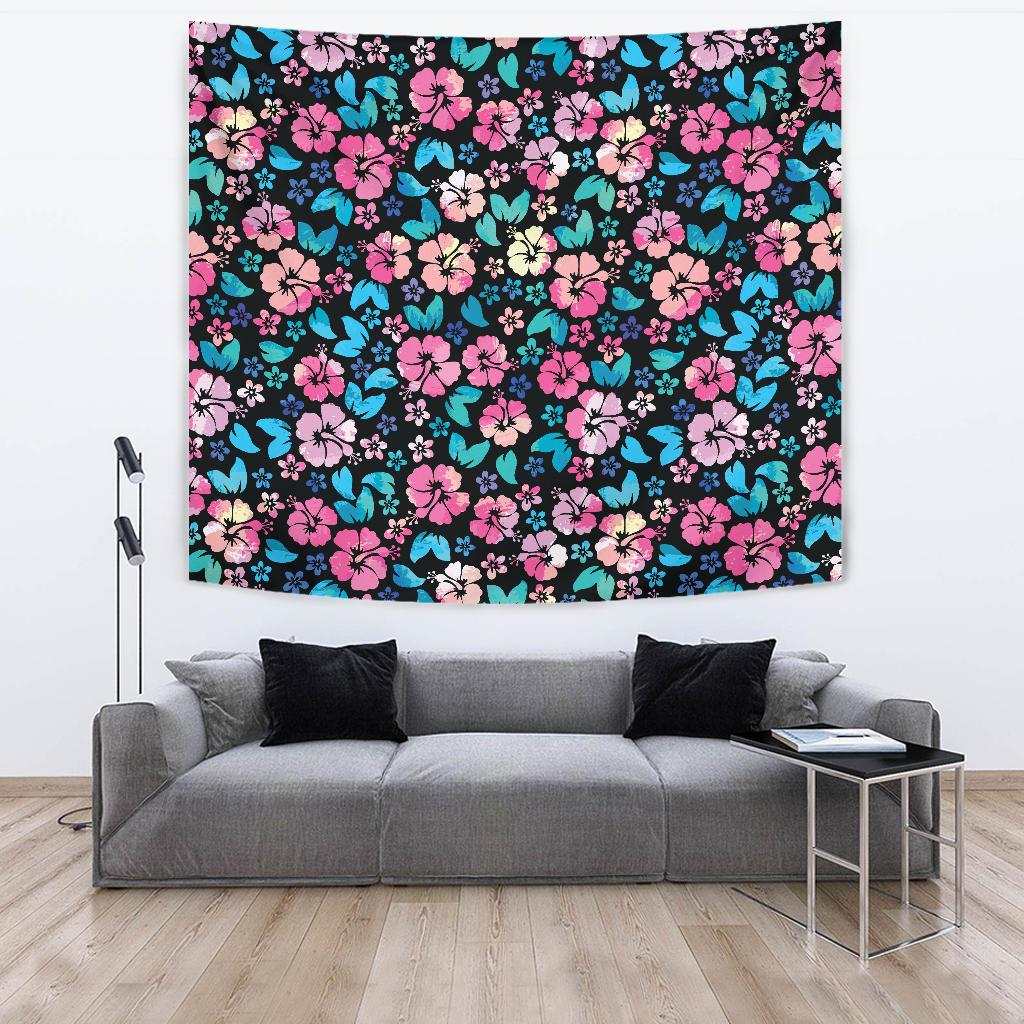 Pink Hibiscus Hawaiian Flower Tapestry
