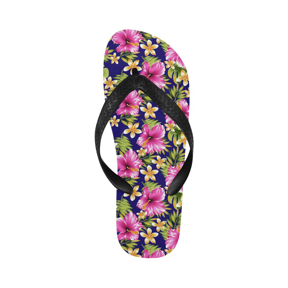 Pink Hibiscus Pattern Print Design HB027 Flip Flops-JorJune