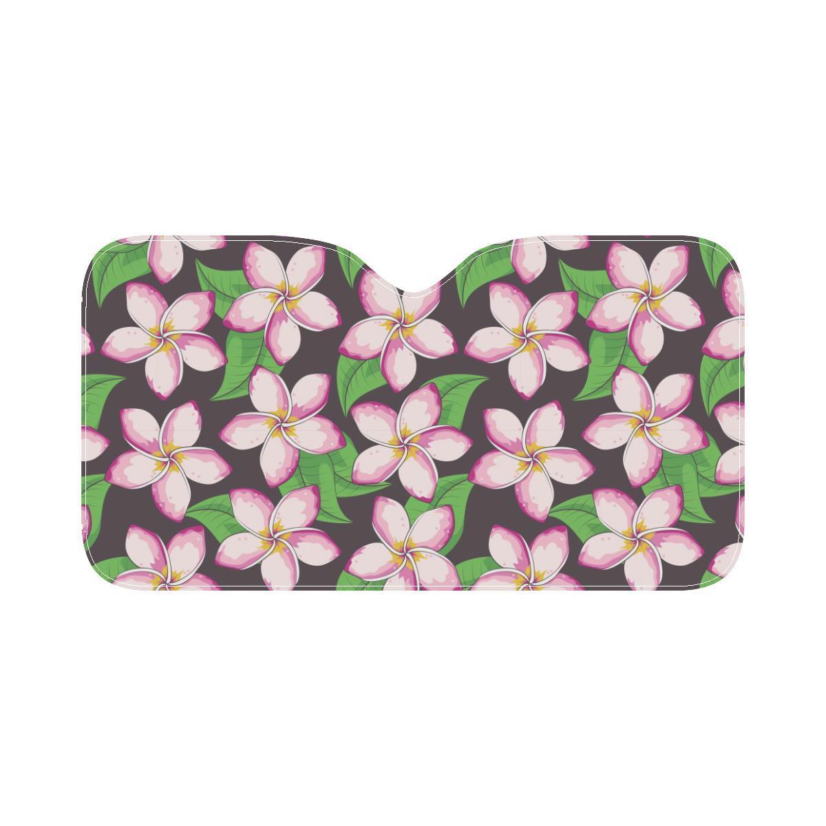 Pink Plumeria Pattern Print Design PM019 Car Sun Shade-JorJune