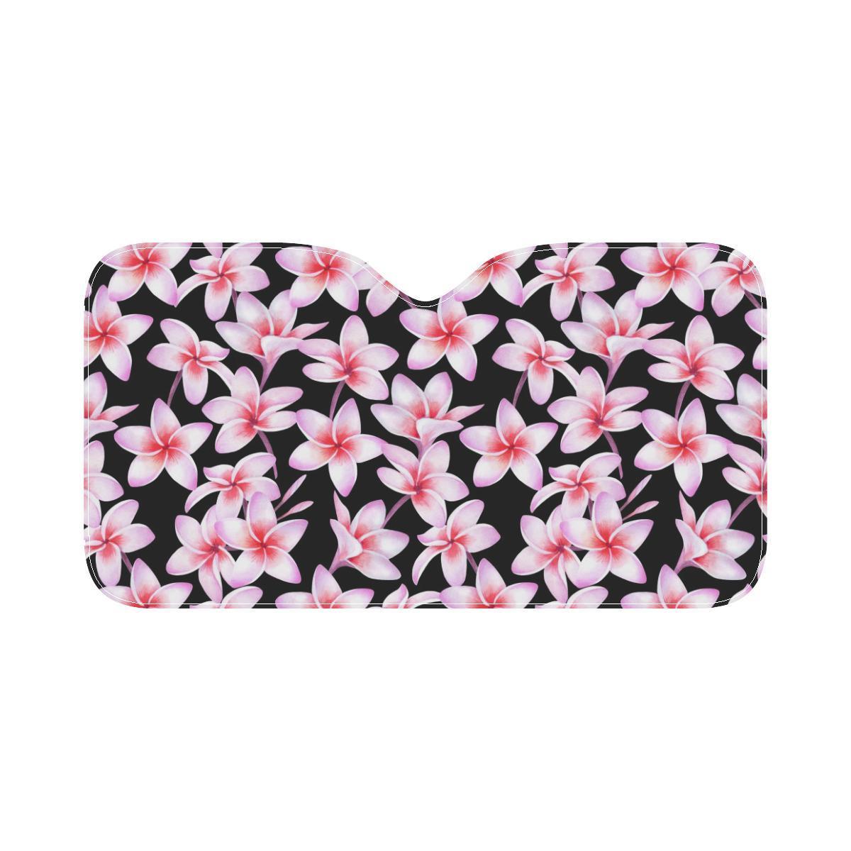 Pink Plumeria Pattern Print Design PM09 Car Sun Shade-JorJune