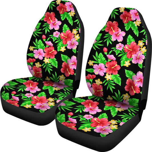 Pink Red Hibiscus Pattern Print Design HB023 Universal Fit Car Seat Covers-JorJune