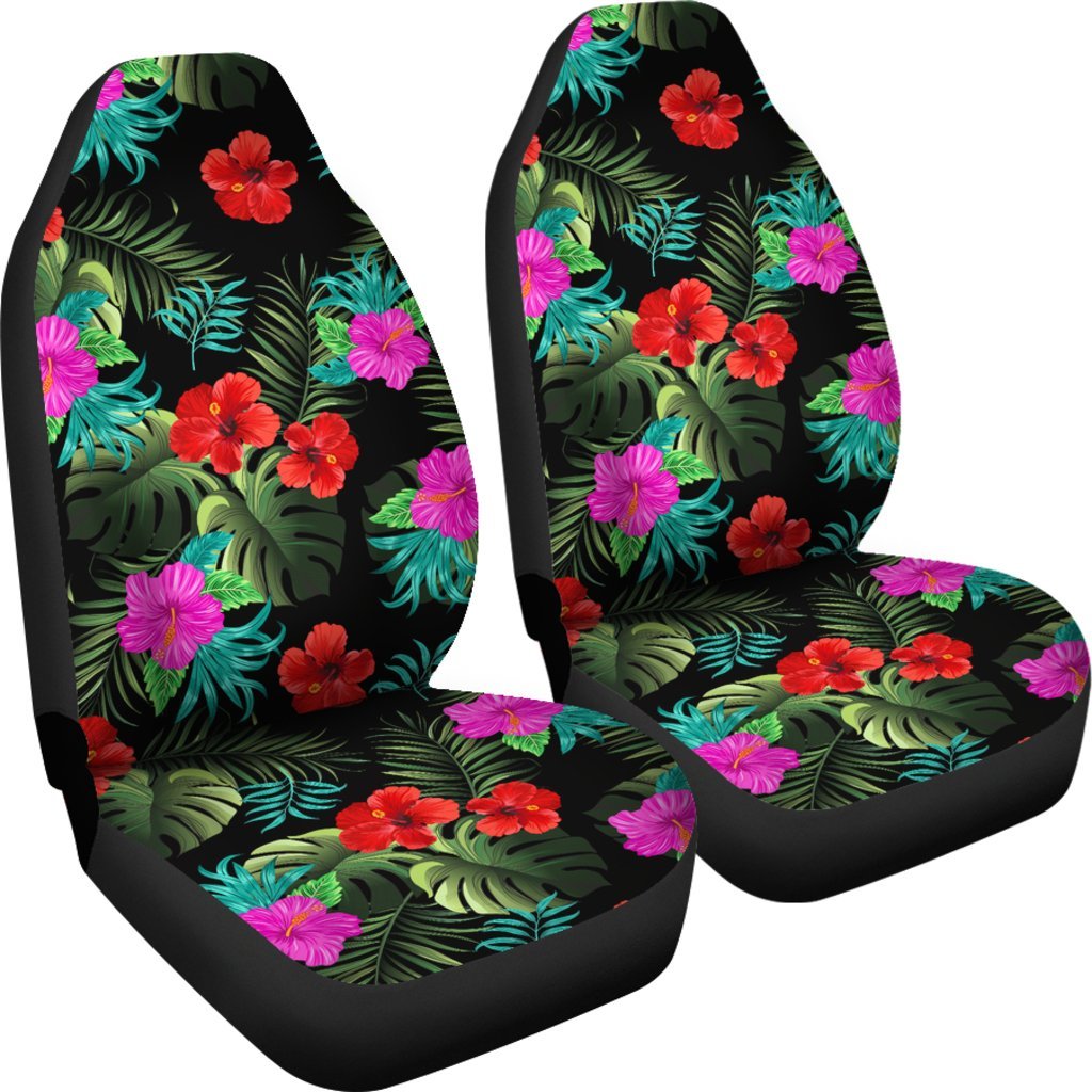 Pink Red Hibiscus Tropical Flowers Universal Fit Car Seat Covers