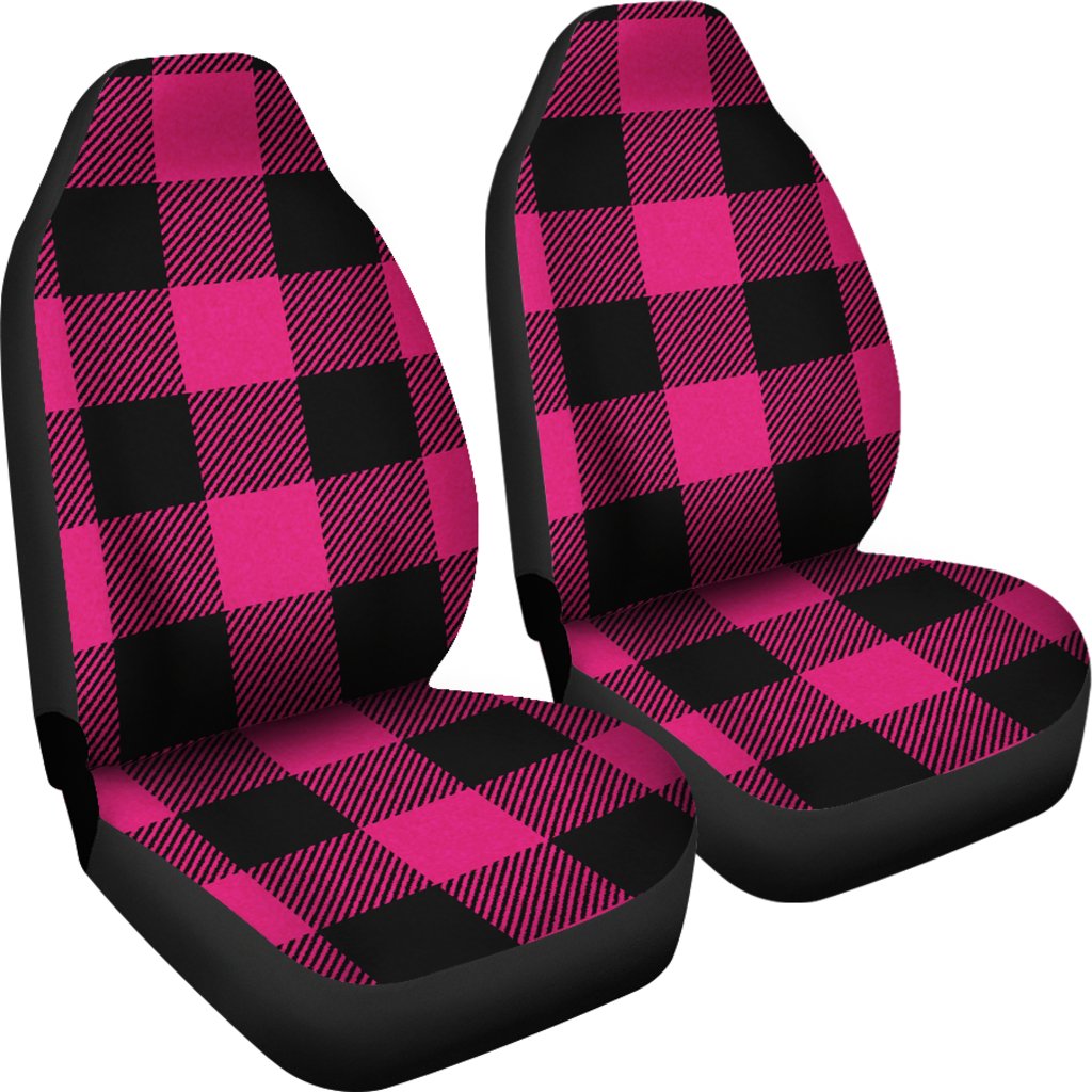 Pink Tartan Plaid Pattern Universal Fit Car Seat Covers-JorJune