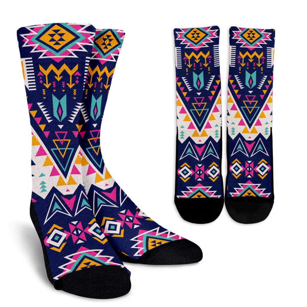 Pink Tribal Aztec native american Crew Socks