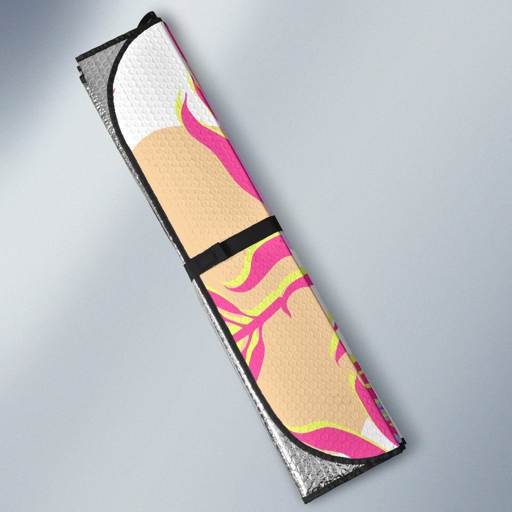 Pink Tropical Palm Leaves Car Sun Shade-JorJune