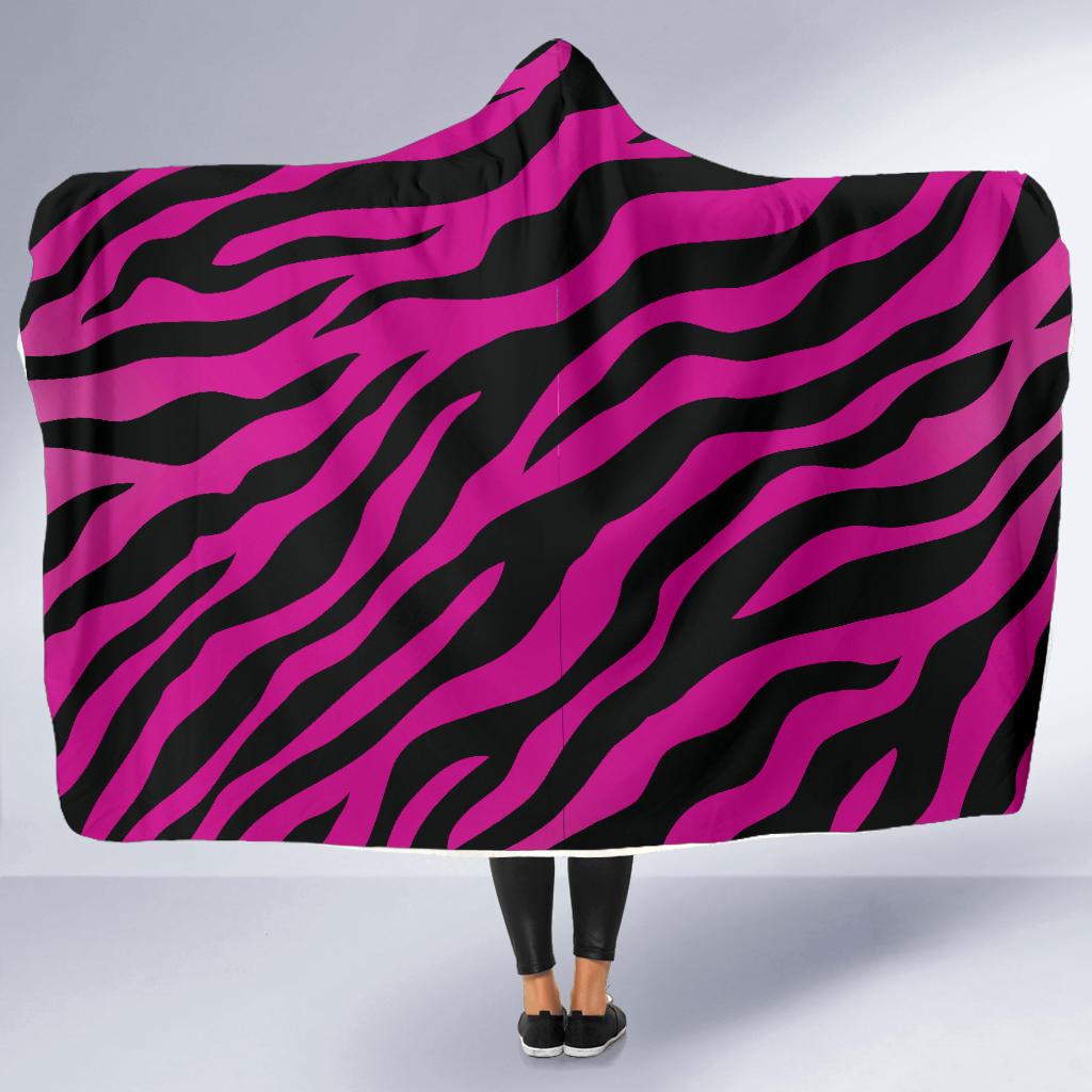 Pink Zebra Hooded Blanket-JORJUNE.COM