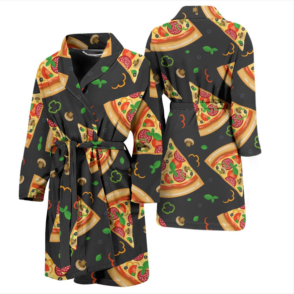 Pizza Pattern Print Design A02 Men Bathrobe-JORJUNE.COM