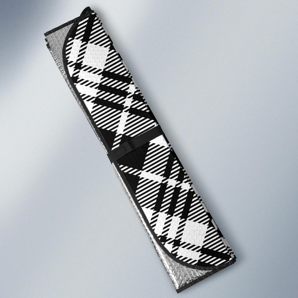 Plaid Black White Pattern Print Design A02 Car Sun Shades-JORJUNE.COM