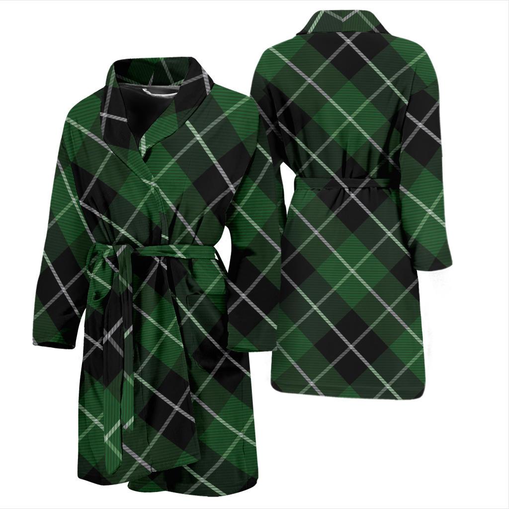 Plaid Green Pattern Print Design A05 Men Bathrobe-JORJUNE.COM