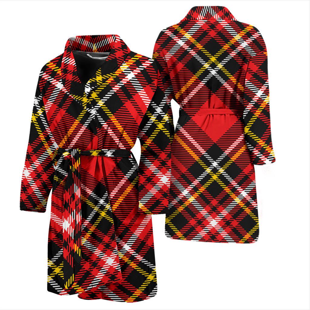Plaid Red Pattern Print Design A03 Men Bathrobe-JORJUNE.COM