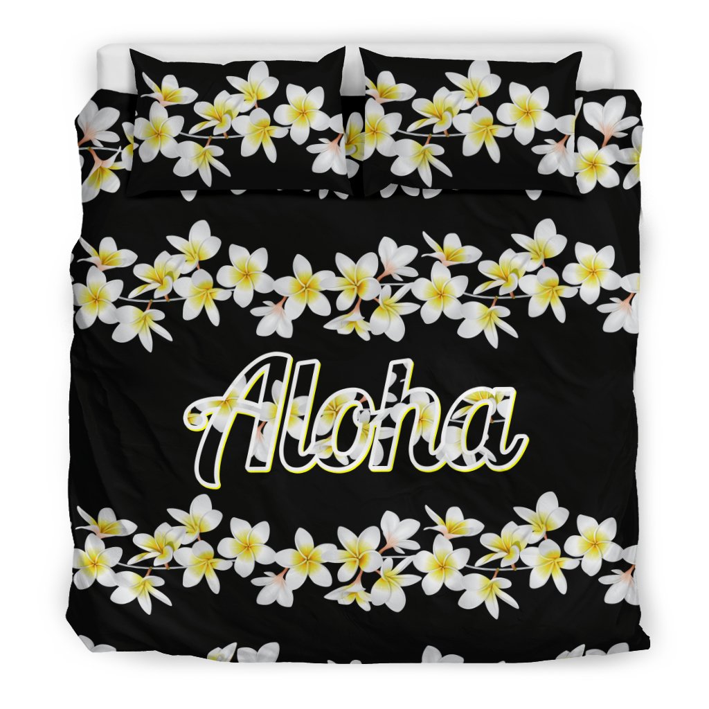 Plumeria Aloha Design Print Duvet Cover Bedding Set
