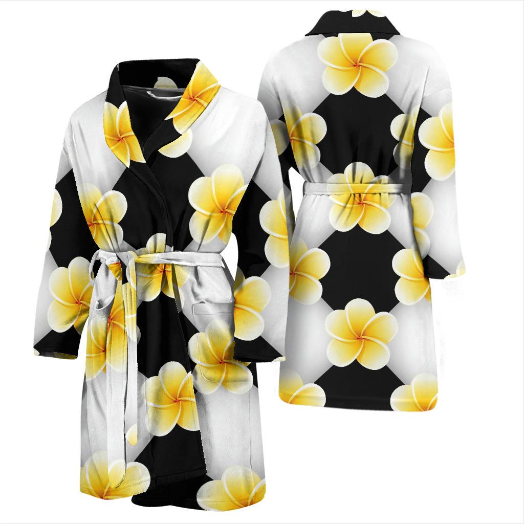 Plumeria Pattern Print Design A04 Men Bathrobe-JORJUNE.COM
