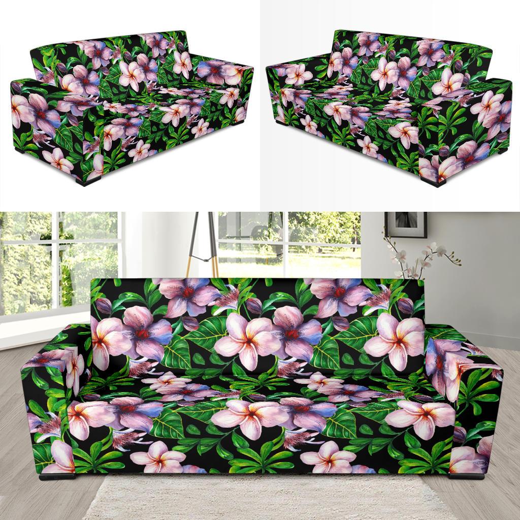 Plumeria Pattern Print Design PM01 Sofa Slipcover-JORJUNE.COM