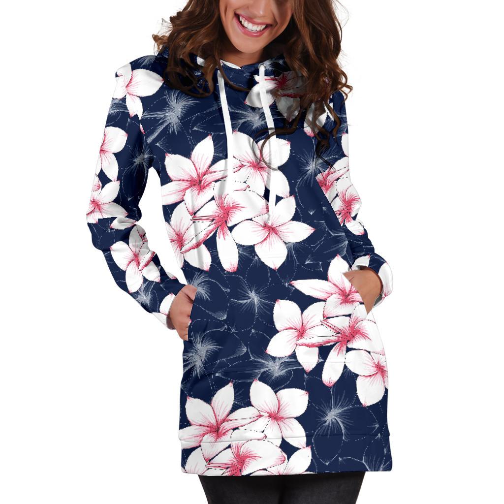 Plumeria Pattern Print Design PM017 Women Hoodie Dress