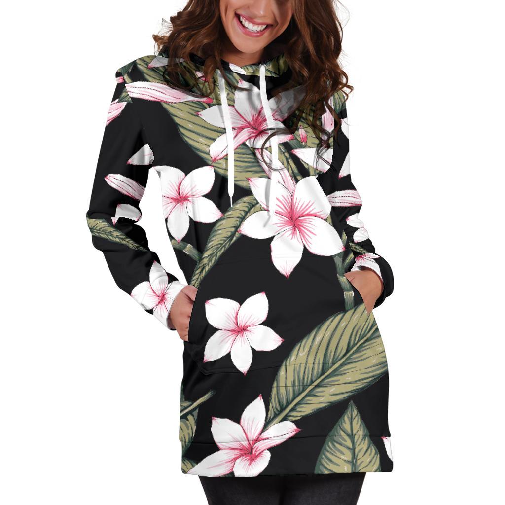 Plumeria Pattern Print Design PM021 Women Hoodie Dress