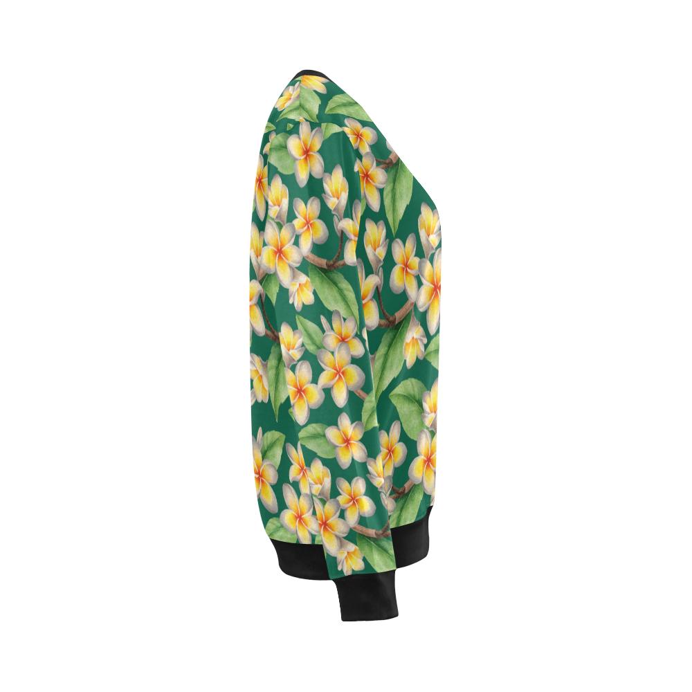 Plumeria Pattern Print Design PM07 Women Long Sleeve Sweatshirt-JorJune