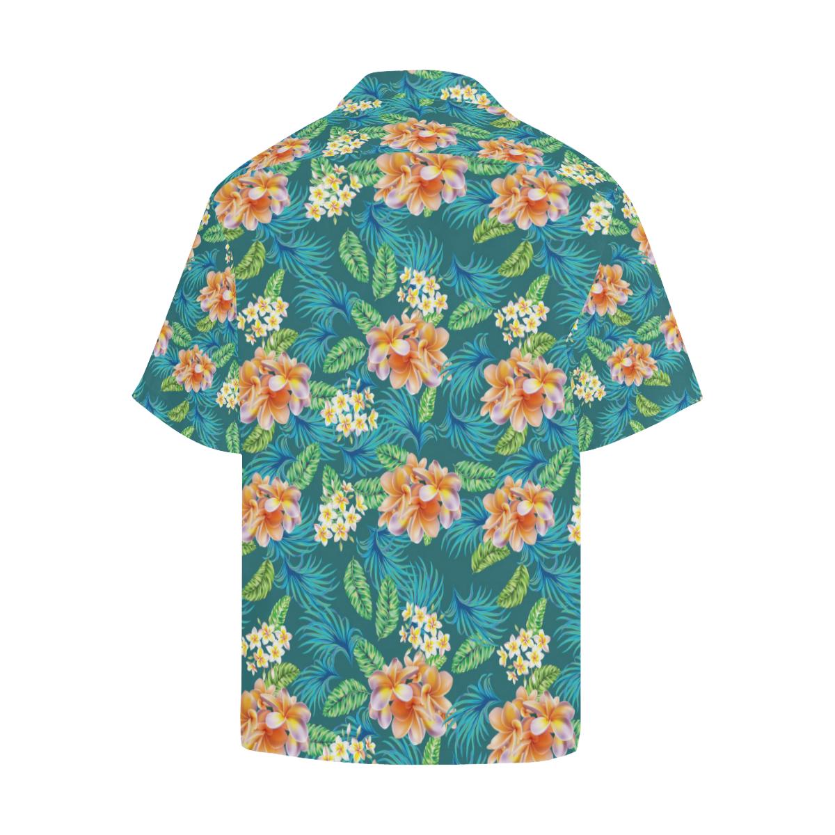 Plumeria Tropical Flower Design Print Men Hawaiian Shirt-JorJune