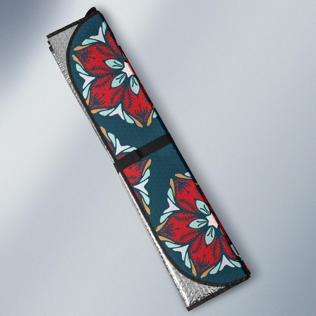 Poinsettia Pattern Print Design A03 Car Sun Shades-JORJUNE.COM