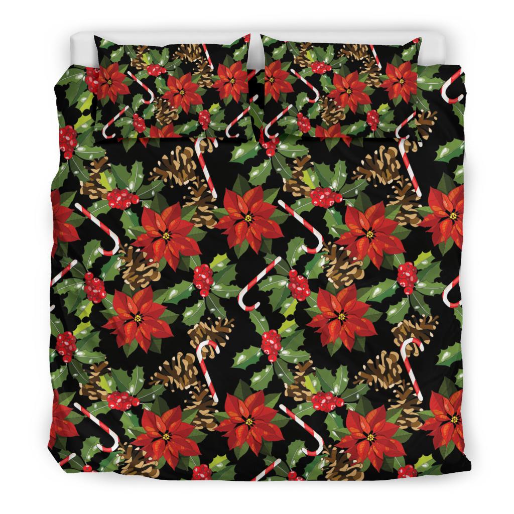 Poinsettia Pattern Print Design POT01 Duvet Cover Bedding Set-JORJUNE.COM