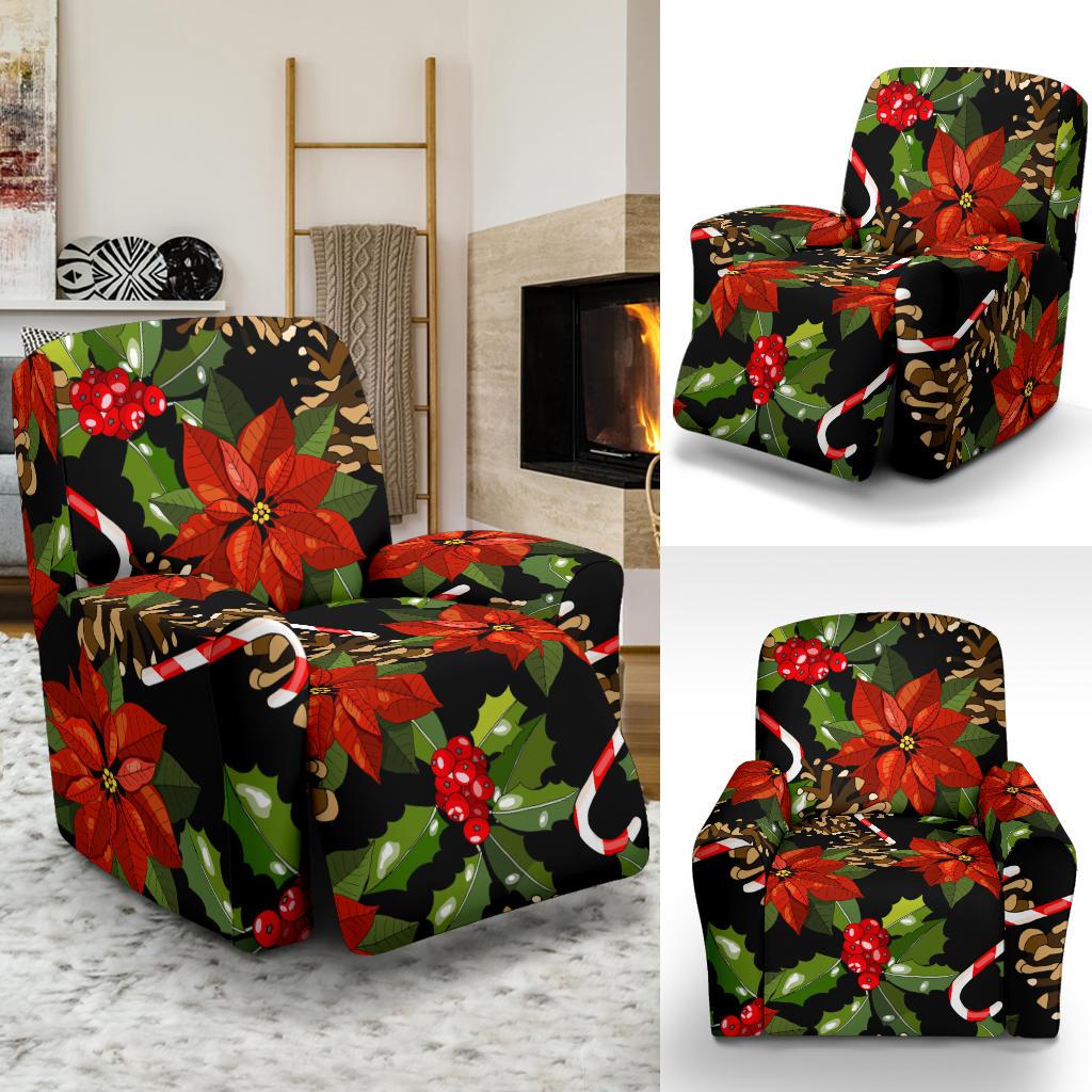 Poinsettia Pattern Print Design POT01 Recliner Slipcover-JORJUNE.COM