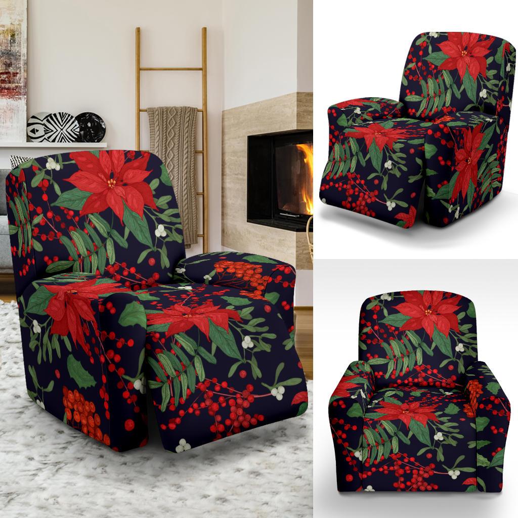 Poinsettia Pattern Print Design POT02 Recliner Slipcover-JORJUNE.COM