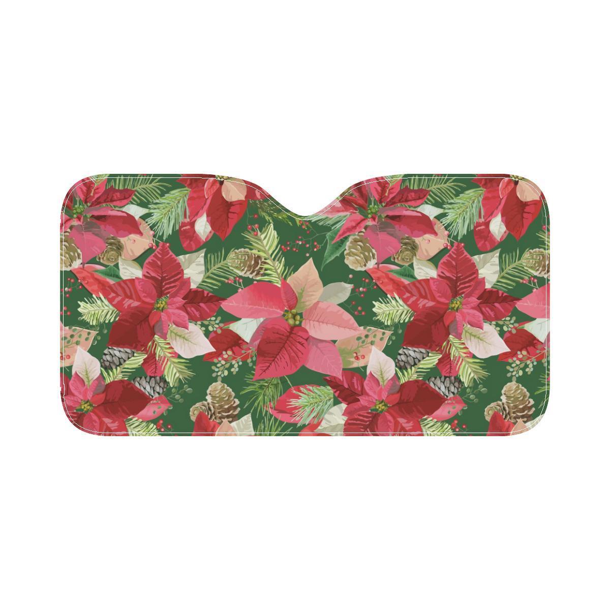 Poinsettia Pattern Print Design POT03 Car Sun Shade-JorJune