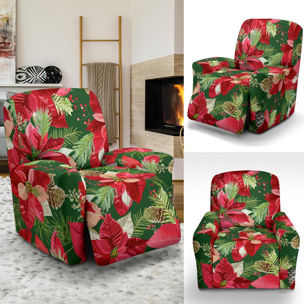 Poinsettia Pattern Print Design POT03 Recliner Slipcover-JORJUNE.COM