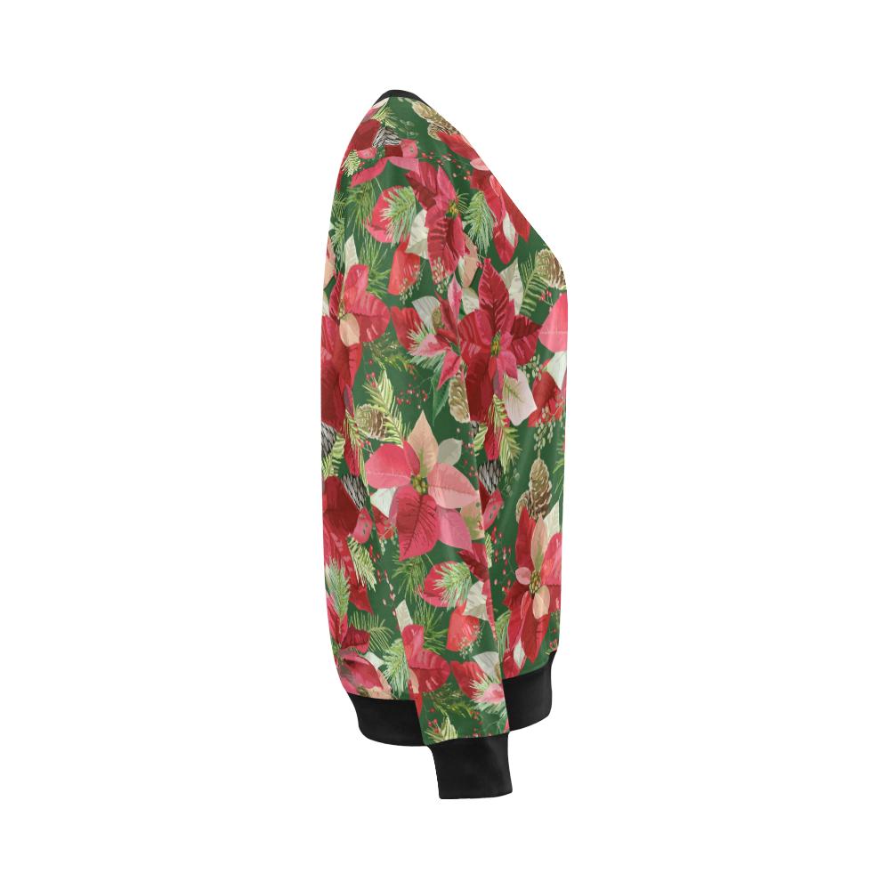 Poinsettia Pattern Print Design POT03 Women Long Sleeve Sweatshirt-JorJune