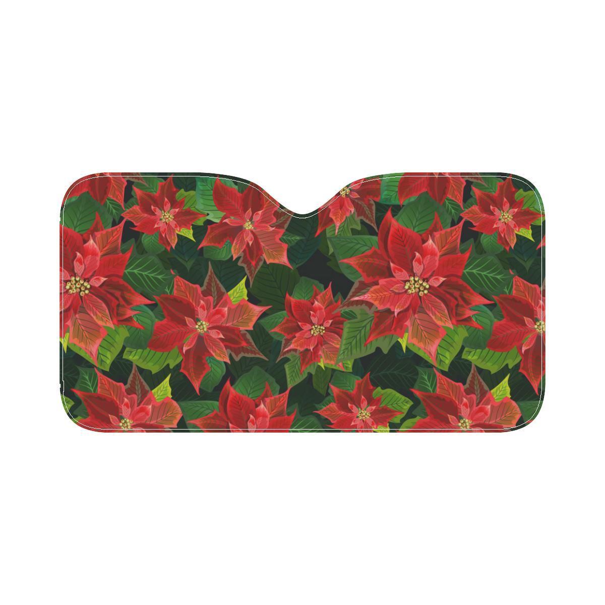 Poinsettia Pattern Print Design POT04 Car Sun Shade-JorJune