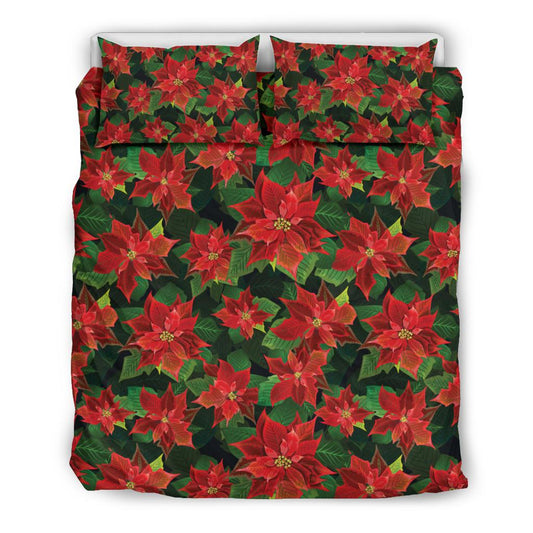 Poinsettia Pattern Print Design POT04 Duvet Cover Bedding Set-JORJUNE.COM