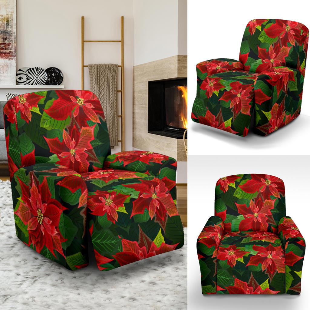 Poinsettia Pattern Print Design POT04 Recliner Slipcover-JORJUNE.COM