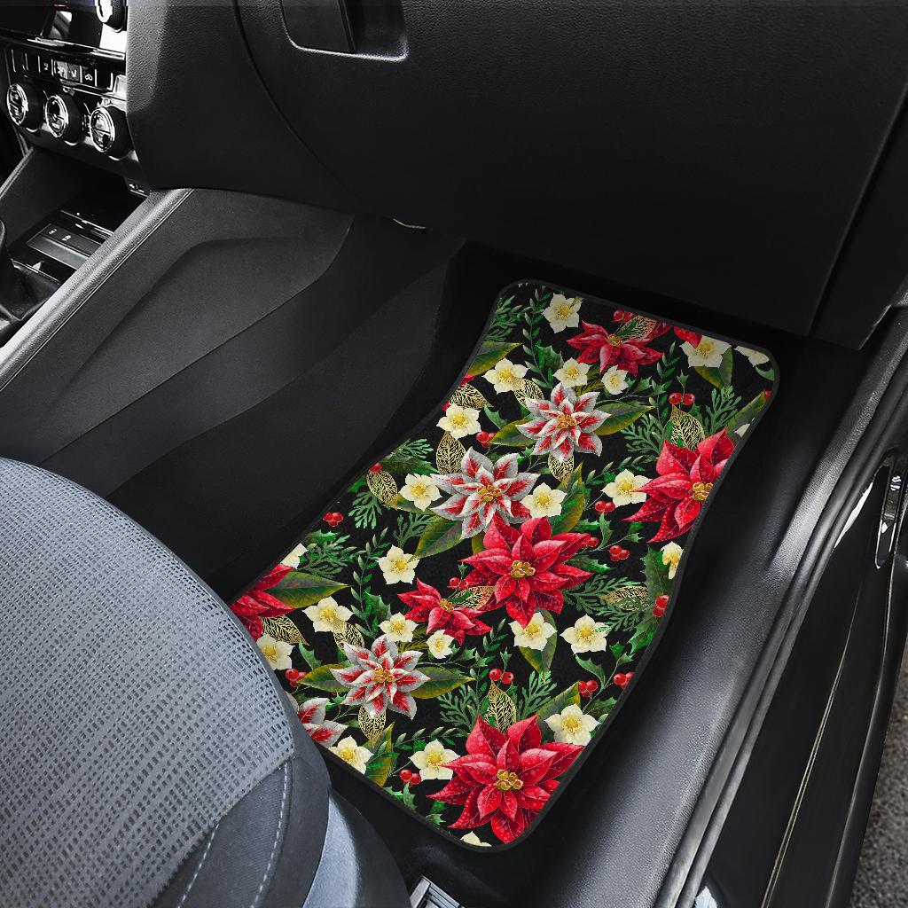 Poinsettia Pattern Print Design POT05 Car Floor Mats-JORJUNE.COM