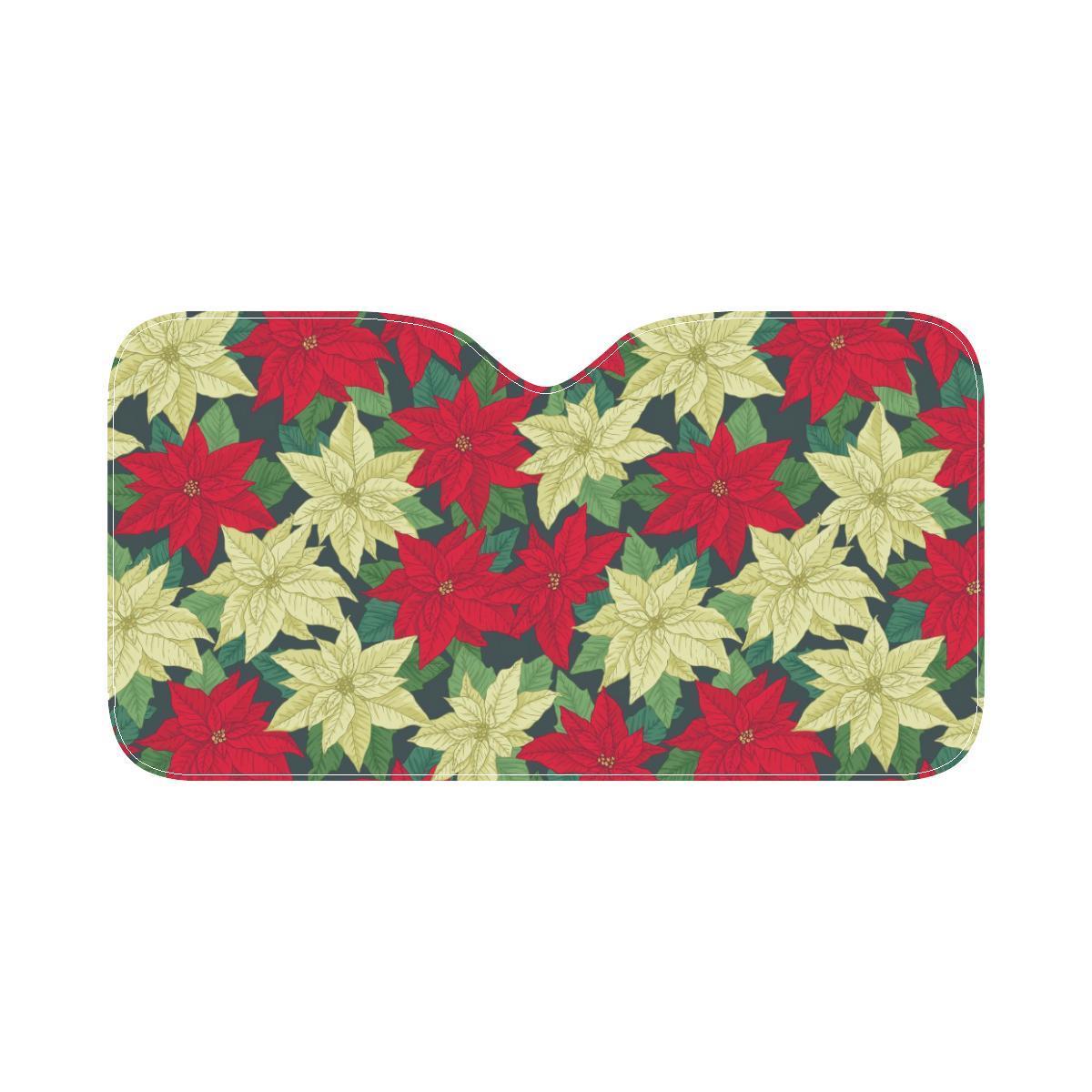 Poinsettia Pattern Print Design POT06 Car Sun Shade-JorJune