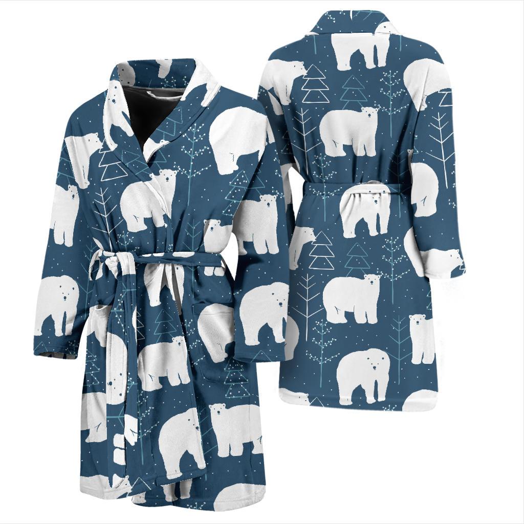 Polar Bear Pattern Print Design A01 Men Bathrobe-JORJUNE.COM
