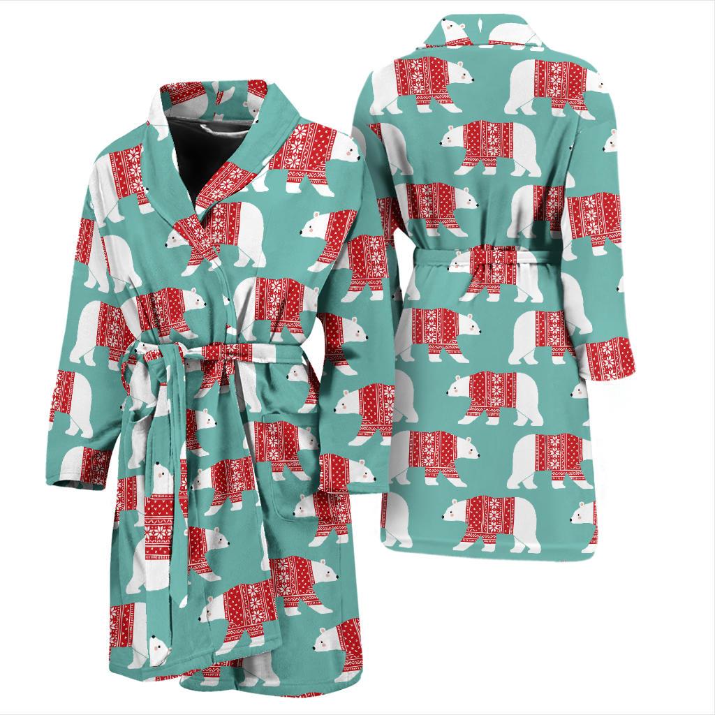 Polar Bear Pattern Print Design A04 Men Bathrobe-JORJUNE.COM